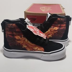 Vans Sk8 Hi Zip (Dragon) Black- Kids/Youth